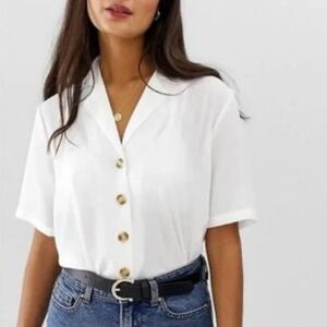 Abercrombie Resort White Short Sleeve Button Down Shirt